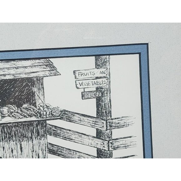 Vntg Framed Sketch Print By Gwen Mamula "Roadside Stand" 1993 Signed & Numbered - Picture 4 of 9